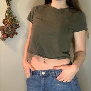 Moss Green Soft Crop Top Wild Fable XS